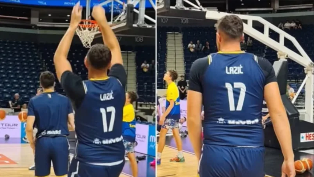 Nurkić na zagrijavanje pred meč sa Litvanijom izašao u dresu Lazića